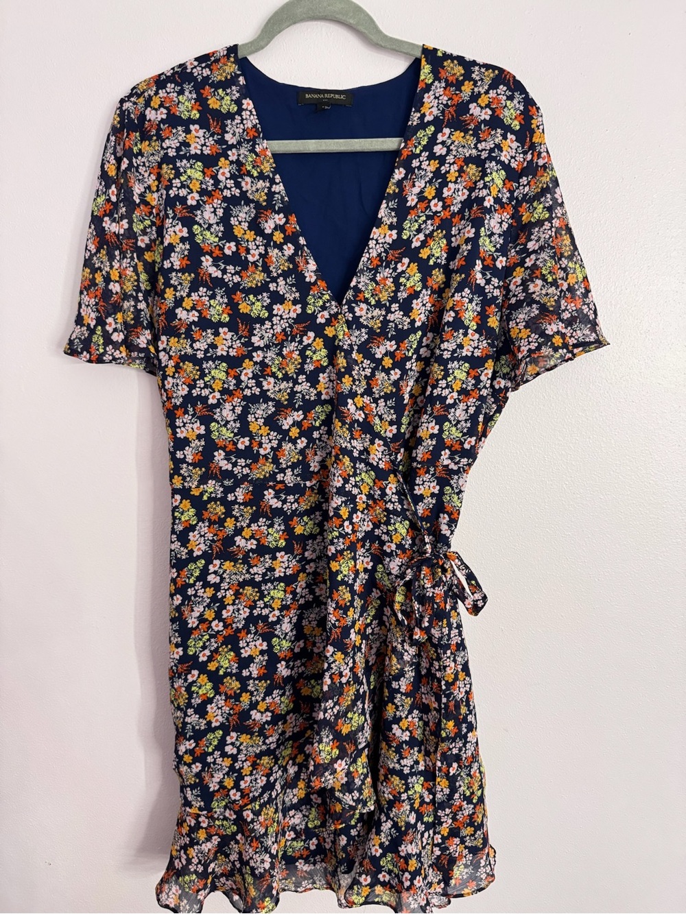 Banana Republic Navy Floral Wrap Dress